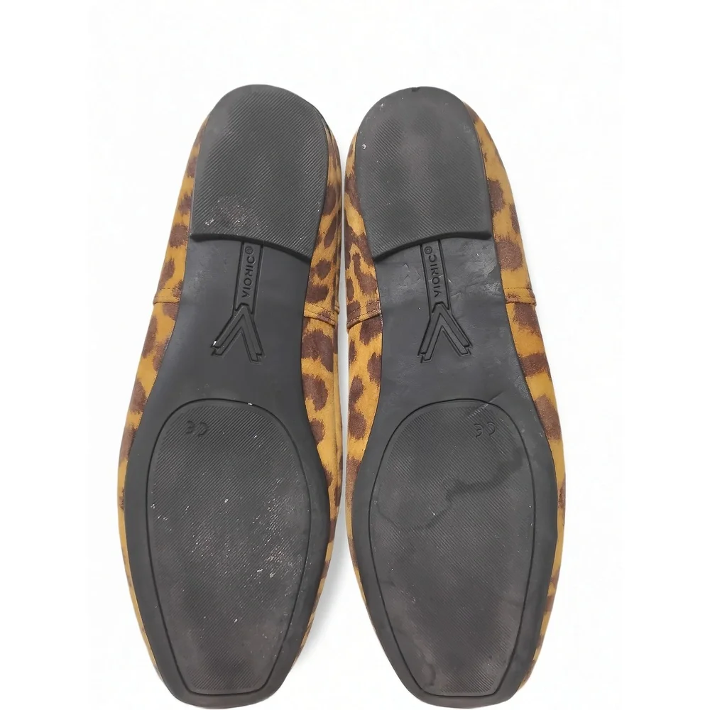 Vionic Orinda Leopard Ballet Flats Womens Size 6 Slip On Suede Comfort Shoes